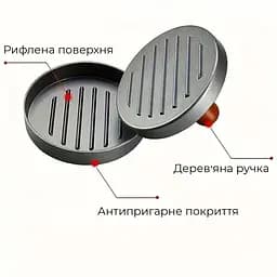 Прес для бургерів і котлет ручна пресформа для гамбургерів форма для ідеальних котлет, Kitchen Master 87936 - мініатюра 6