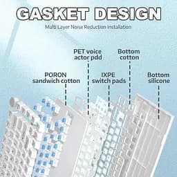 Ігрова механічна клавіатура Ajazz Ak820 / Дротове підключення / Blue Switch / White - мініатюра 5