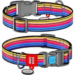 Нашийник для собак Waudog Nylon нейлоновий c QR паспортом, малюнок Лінія 1, пластиковий фастекс, L, Ш 25 мм, Дов 31-49 см