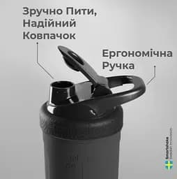 Шейкер спортивний SmartShake металевий Reforce Stainless Steel 30oz/900 мл Army White (11150203) - мініатюра 5