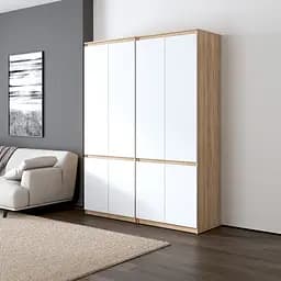 Шафа для одягу Vays, зі штангою та полицями, комплект з 2 шаф R10+R24 Дуб Сонома-Білий фасад