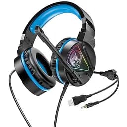 Геймерские наушники Hoco W104 Drift с микрофоном LED подсветкой blue