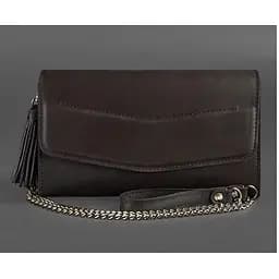 Жіноча шкіряна сумка Еліс темно-коричнева Краст