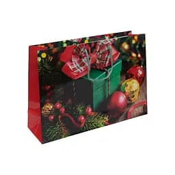 Пакет подарочный "Новогодний" 5053 цветной, большой горизонтальный 36 х 25 х 8,5см Вид 2