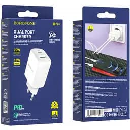Зарядний пристрій блок швидкого заряджання Borofone BN4 Potential PD 20 W 2 USB QC 3.0