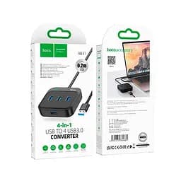 Hub адаптер Hoco Easy 4-in-1 converter HB31 (Usb to Usb3.0x4) L=0.2M - мініатюра 2