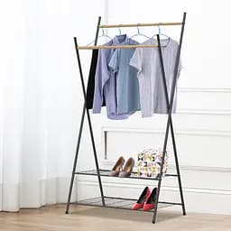 Стійка для одягу Casa Si Garment Rack Bamboo Black (CS92309W04) - мініатюра 4