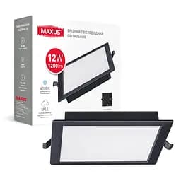 Врізний світлодіодний світильник 1-RDL-1241-IPS-BL MAXUS RDL 12W 4100K IP44 Square Black