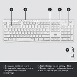 Комплект Logitech MK295 Silent UA Off-White (920-009824) - мініатюра 6