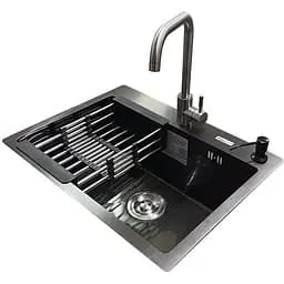 Комплект мийка + змішувач Romzha Arta U-550S BL (B)