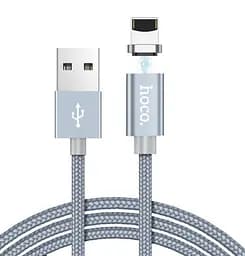Кабель Hoco U40A magnetic adsorption Lightning charging cable Metal gray