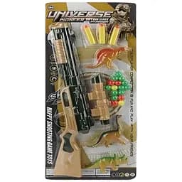 Игрушечный автомат в стиле милитари с набором динозавров и патронами на присосках