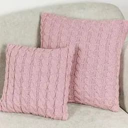 Наволочка в'язана Прованс Коси 45х45 см рожева (28636)
