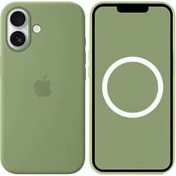 Чехол Silicone Case with Button, Animation & MagSafe для Apple iPhone 17 Light Moss AAA (153239)