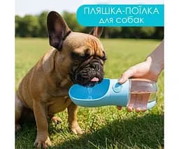 Пляшка-поїлка для собак, пластикова, блакитна - мініатюра 2