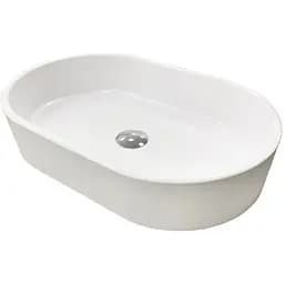 Раковина Adamant умывальник BESTE NEW искусственный овальный камень без предотвращения для смесителя и перелива 540x350x11мм накладной белый