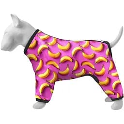 Ветровка для собак Waudog Clothes, рисунок "Бананы на розовом", S35