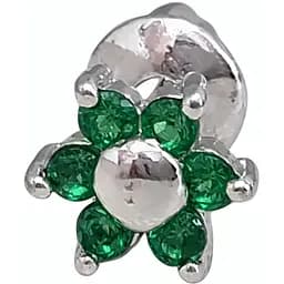 Серебряная моносерьга пуссета Цветок с фианитами. 3008.4С Зеленый