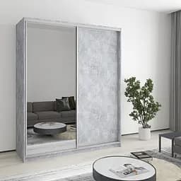 Шкаф-купе двухдверный MebelStar Комбо AL ДСП/Зеркало 170x45x210 см Бетон (MBS-2740)