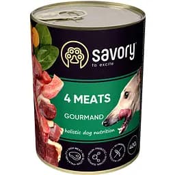 Влажный корм Savory для взрослых собак всех пород с четырьмя видами мяса 400 г