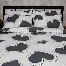 Комплект постільної білизни Moon&Star Бязь Gold Люкс Grey Love Сімейні 143х210х2 наволочки 2х40х60 - мініатюра 3