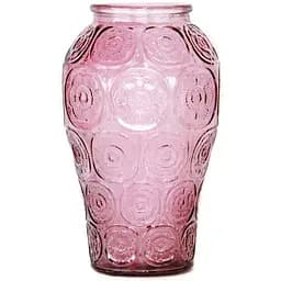 Ваза для квітів Crystal Bella скляна 24.5 см рожева (YBCG-240425-44)