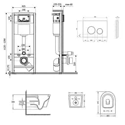 Набір Q-tap Nest 4 в 1 підвісний унітаз Jay Ultra Quiet 485x360x320 + комплект інсталяції QT07335177W45138 - мініатюра 2