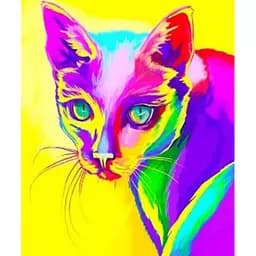 Алмазна мозаїка картини за номерами на підрамнику, з принт. рамою "Райдужна киця" 40*50 см (GA73120)