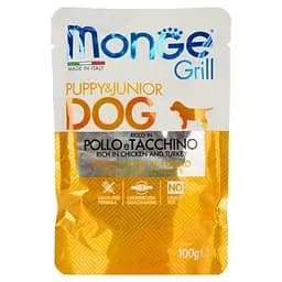 Влажный корм Monge Dog Grill Puppy & Junior курица с индейкой, 100 г (70013178)
