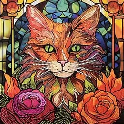 Алмазная мозаика Кот с изумрудными глазами Strateg DEEX16303 неполная выкладка 30х30 см