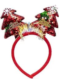 Ободок новорічний СХ-24 Зірки/Ялинки/Олень з паєтками (6968811209248) Ялинки Вид 2