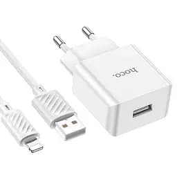 Комплект адаптер і кабель Hoco C106A Lightning Cable Leisure single port charger білий