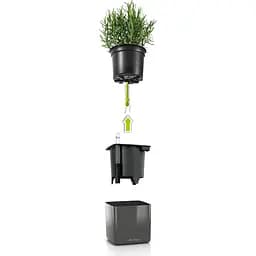 Вазон Lechuza Cube Glossy 16 антрацит (13521) - мініатюра 2