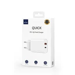 Мережевий зарядний пристрій Wiwu Wi-U002 Type C PD+QC Charger EU Plug Білий - мініатюра 2