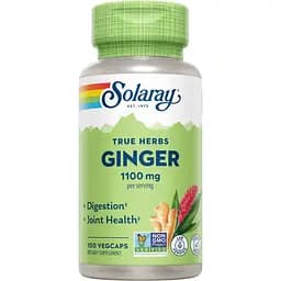 Корень имбиря Solaray Ginger Root 1100 мг (2 порции по 550 мг) 100 вегетарианских капсул (2023-10-3010)