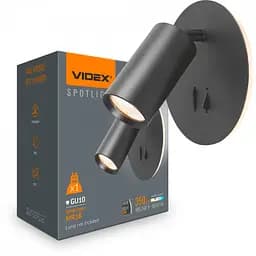 Світильник Videx під лампу GU10 настінний з підсвіткою та кнопкою чорний (VL-SPF24E-B)