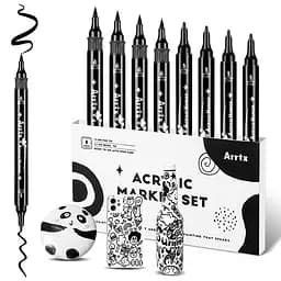 Акриловые маркеры Arrtx AACM-03-8BK, черные