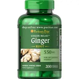 Натуральна добавка Puritan's Pride Ginger Root 550 mg 200 капсул