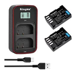 3-Pack KingMa Panasonic DMW-BLF19E (2 АКБ KingMa DMW-BLF19E та 1 ЗУ на дві батареї)