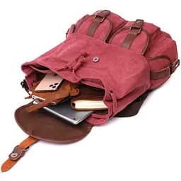 Зручний текстильний рюкзак що закривається клапаном на магніт Vintage 22153 бордовий - мініатюра 6