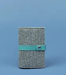 Женская фетровая обложка для паспорта 1.1 с кожаными бирюзовыми вставками