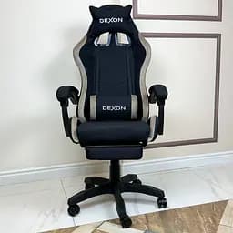 Геймерське крісло DEXON ONYX з підставкою для ніг, з тканини+велюрові вставки Cofee - мініатюра 3