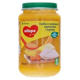 М'ясо-овочеве пюре Milupa Гарбуз з морквою, картоплею і курчам 200 г