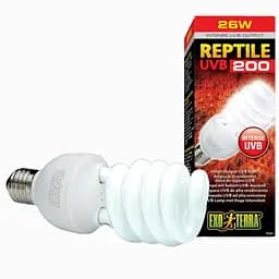 Лампа для террариума Exo Terra Reptile UVB 200, ультрафиолетовая, люминесцентная, для пустынных животных, 26 W, E27