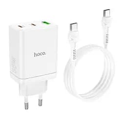 Мережевий зарядний пристрій Hoco N33 USB/2 Type-C PD 35W білий + кабель Type-C to Type-C - мініатюра 5