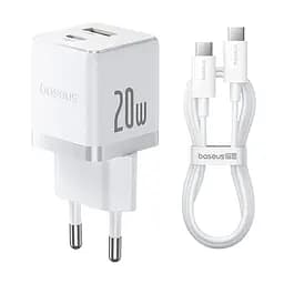 СЗУ Baseus Palm Fast Charger 20W (1USB-A/1C) + кабель Type-C to Type-C (P10111608)