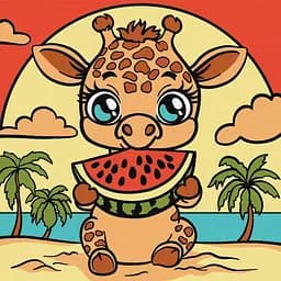 Картина по номерам "Жираф и арбуз" ©art_selena_ua Идейка KHO1241, 25х25 см