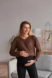 Жіночий трикотажний лонгслів для вагітних Wien розмір XXL-3XL (50-52) Lullababe Шоколадний - мініатюра 5