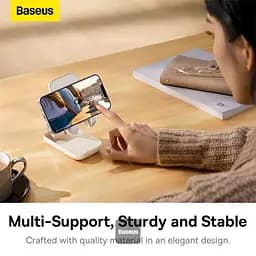 Подставка для гаджетов Baseus Seashell Series Folding Phone Stand (with Xiaomirror) B10551501411-00 Pink - мініатюра 6