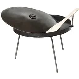 Сковорода туристична Сила з бортом 30 мм з кришкою і чохлом 400 мм товщина 4 мм